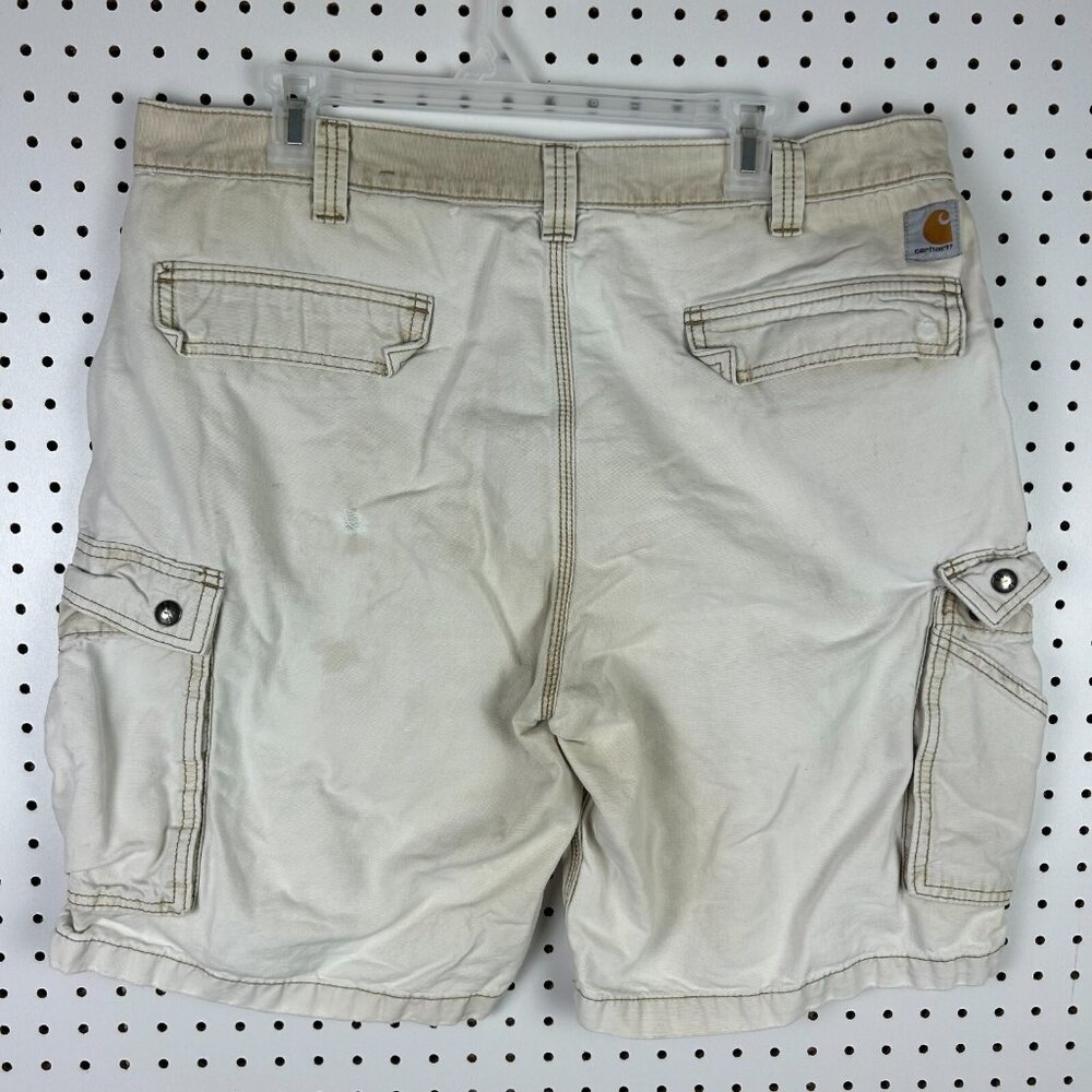 Carhartt Cargo Shorts Size 38 Sun Faded Work Wear‎ Khaki Tan Relaxed Fit 100277
